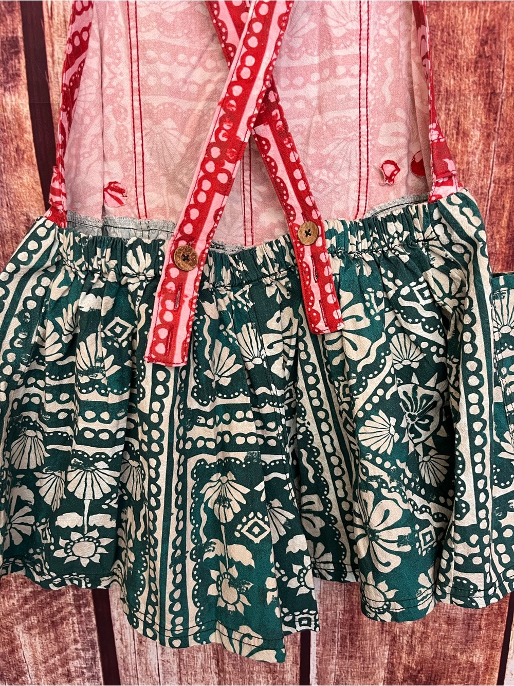 Free People | Tropical Floral Shortalls in Red and Green - Picture 9 of 12